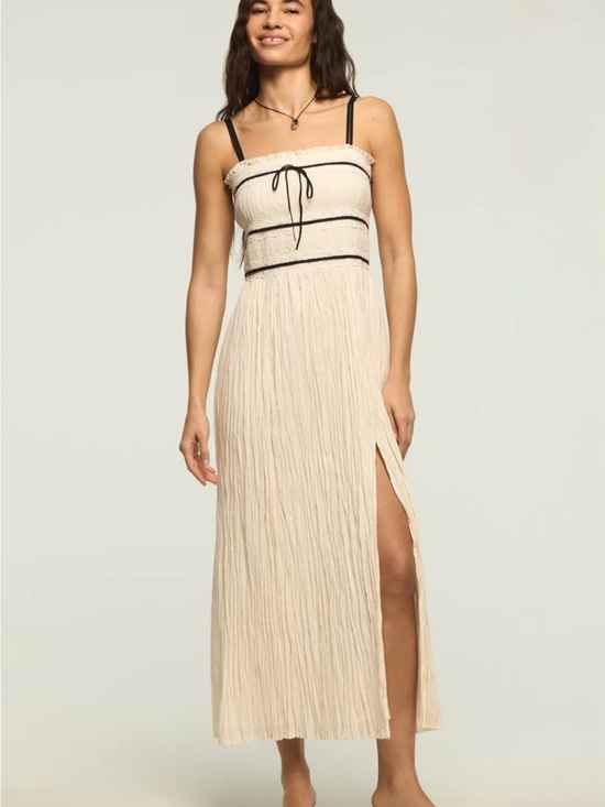 Lucky Brand Dresses & Skirts - Lucky Brand Contrast Piped Midi Dress Cream Size M